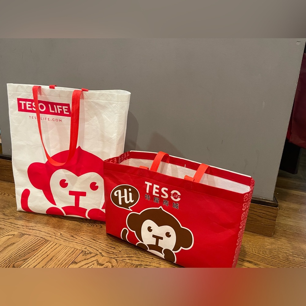 Teso Life Japanese Store reusable shopping bag tote Small and Large bundle New
